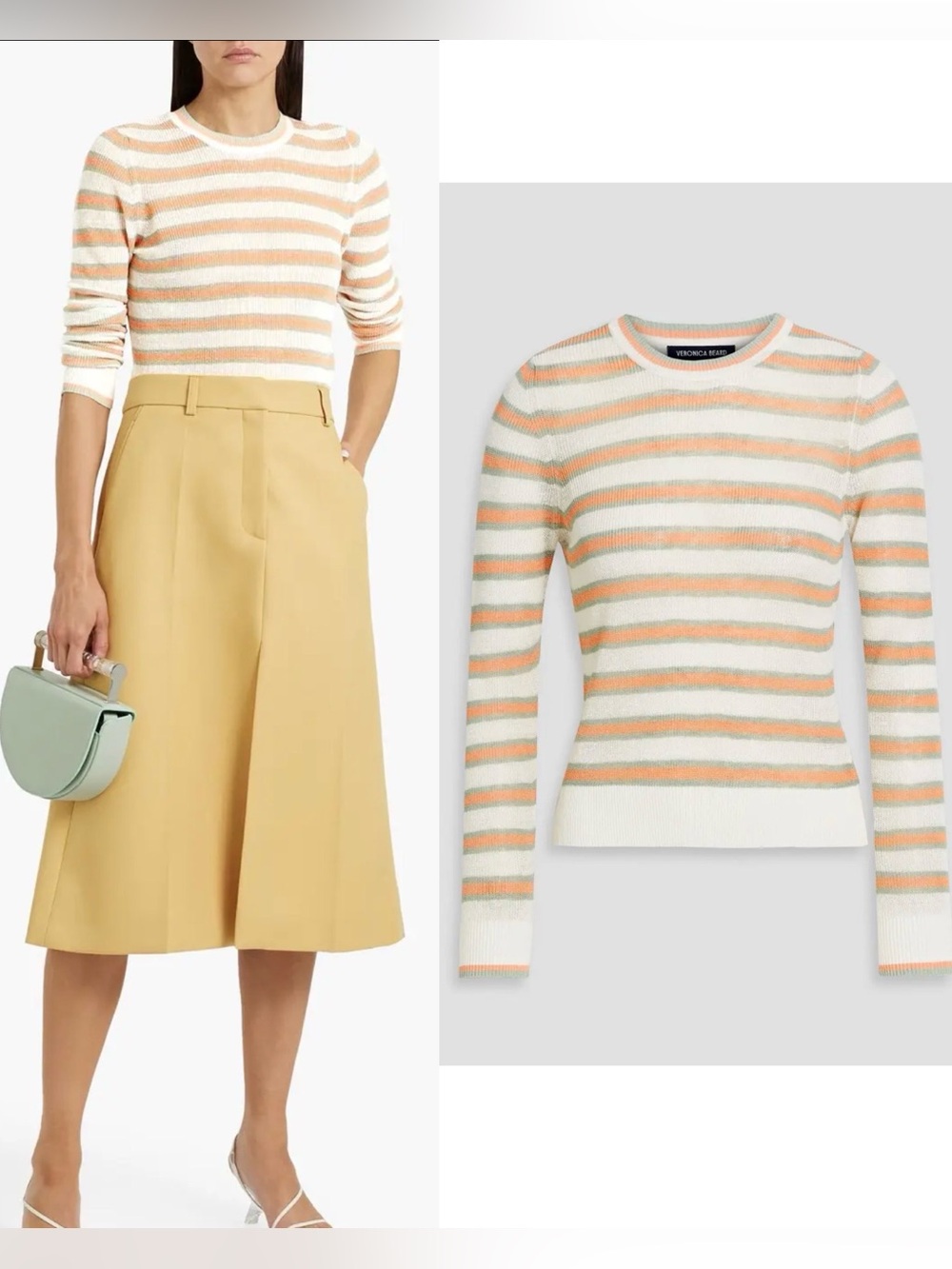 Veronica Beard Magellen Striped Linen Blend Sweater , Large